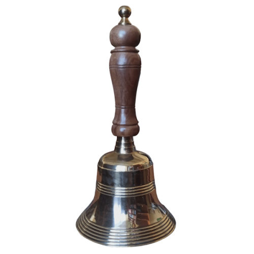 Колокольчик латунный с деревянной ручкой (полиш), 30 х 14,5  k09
